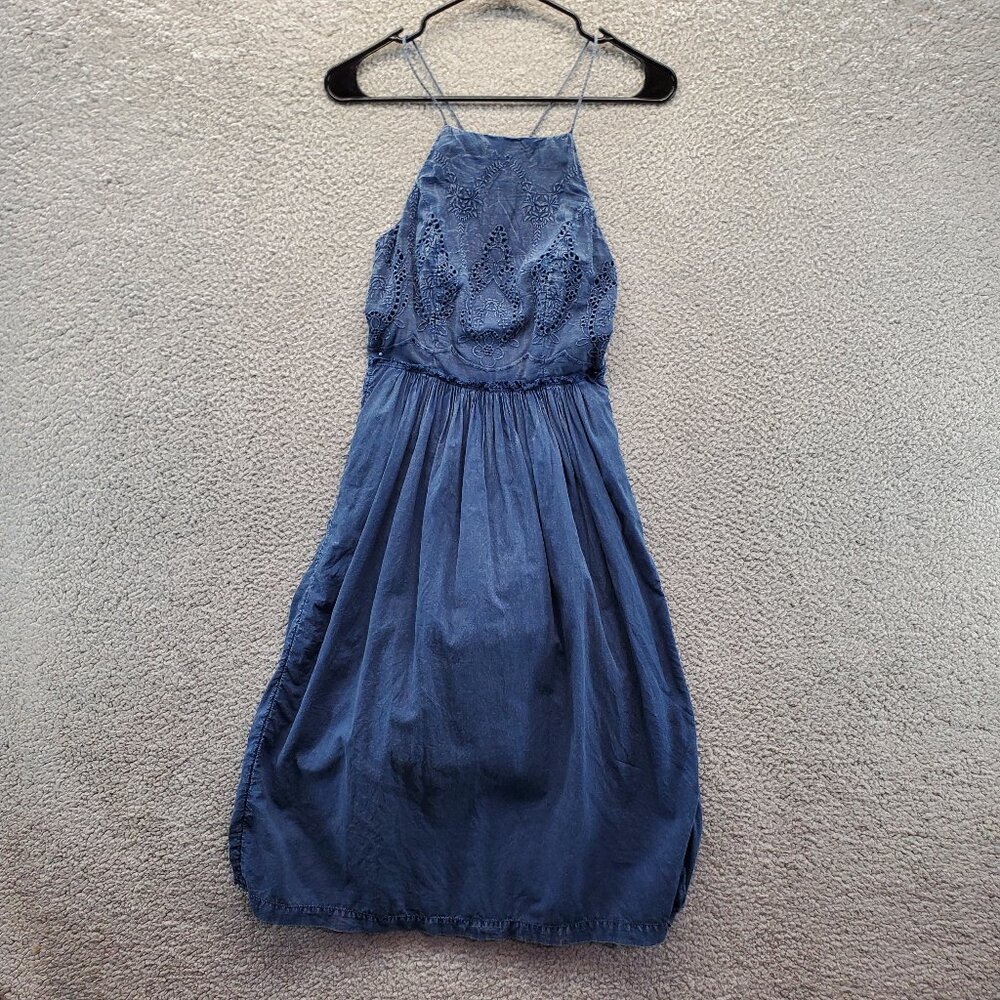 Lucky Brand Schiffly Embroidered Crisscross Strap Bib Dress - Picture 3 of 13